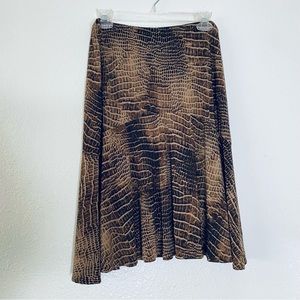 🍓 American Living Boho Western Animal Print Stretchy Ruffle Hem Skirt Medium